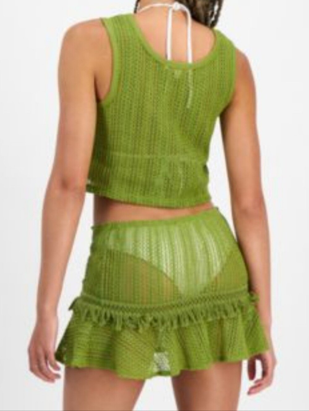 New Miken Green Crochet Cover-Up Skirt, NWT, Sz. Large